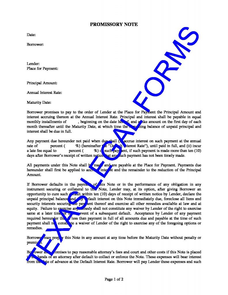 Texas Promissory Note Form Download Important Real Estate Legal Forms 