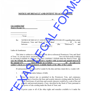 deed foreclosure lieu warranty lien general notice accelerate intent default texas form